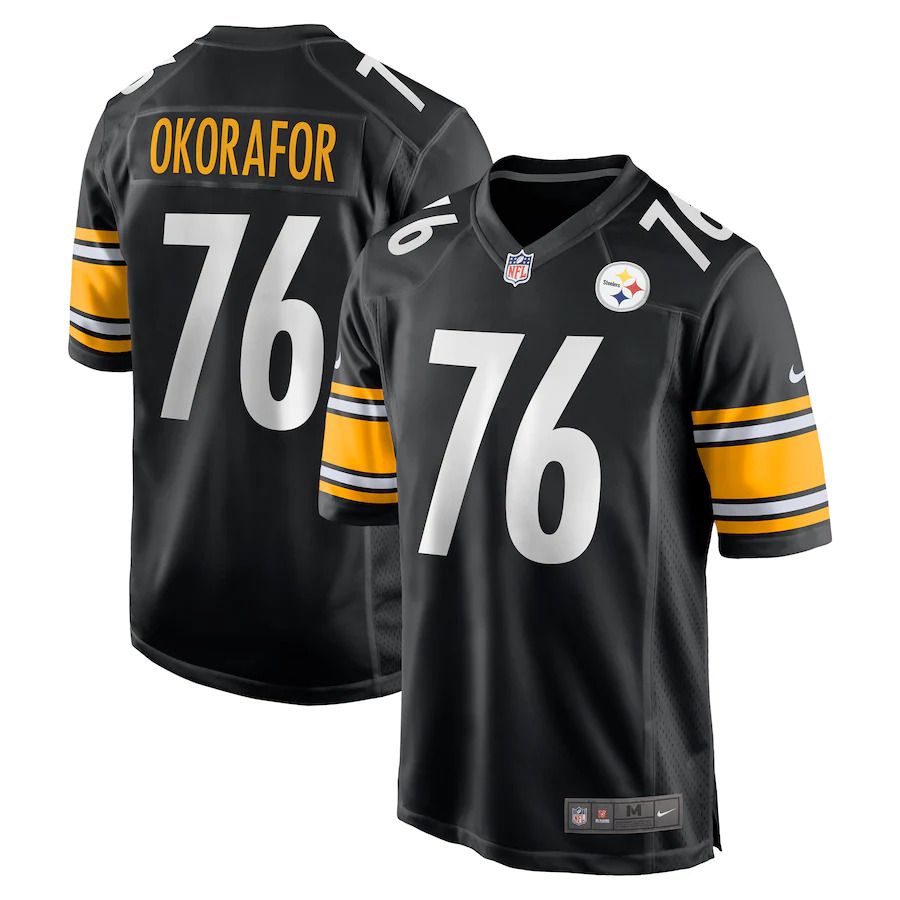 Men Pittsburgh Steelers 76 Chukwuma Okorafor Nike Black Game NFL Jersey